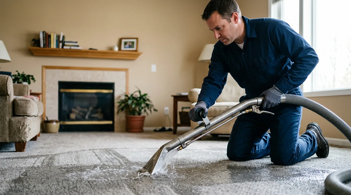 Water damage restoration technician working near Roosevelt, TX